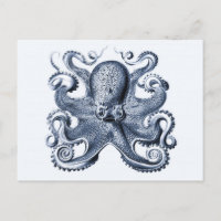 Navy Blue Octopus Illustration von Ernst Haeckel