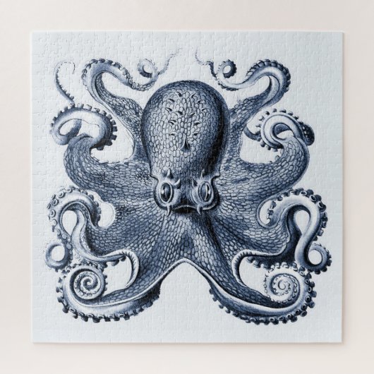 Navy Blue Octopus Illustration von Ernst Haeckel Puzzle (Vertikal)