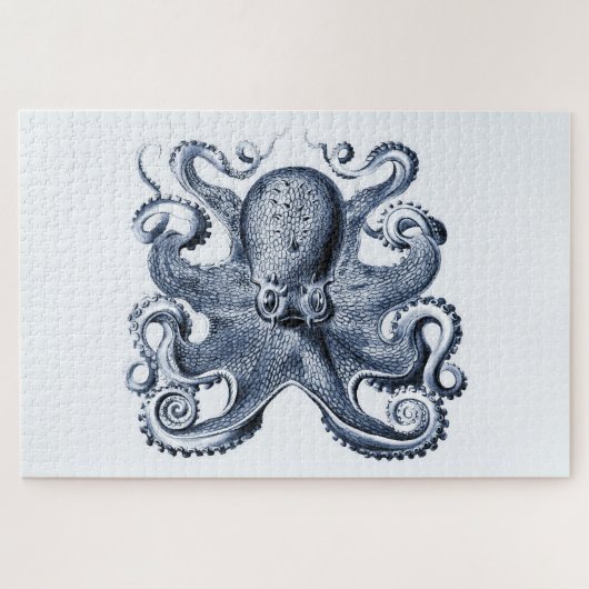 Navy Blue Octopus Illustration von Ernst Haeckel Puzzle (Horizontal)