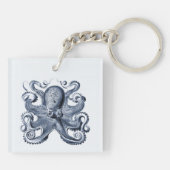 Navy Blue Octopus Illustration von Ernst Haeckel Schlüsselanhänger (Rückseite)