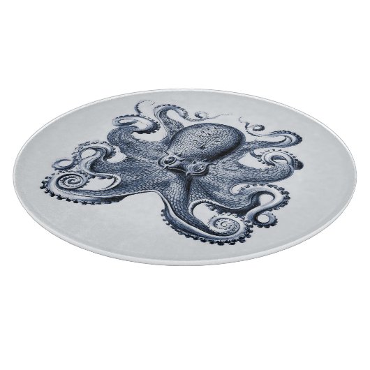 Navy Blue Octopus Illustration von Ernst Haeckel Schneidebrett (Ecke)