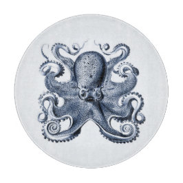 Navy Blue Octopus Illustration von Ernst Haeckel Schneidebrett