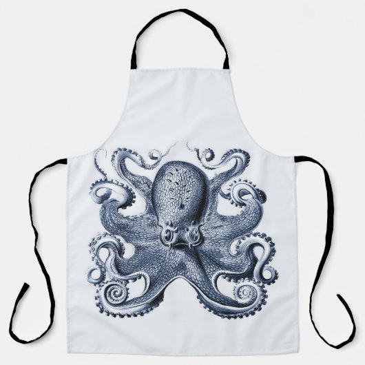 Navy Blue Octopus Illustration von Ernst Haeckel Schürze (Vorderseite)