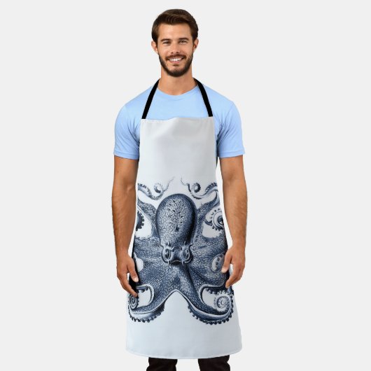 Navy Blue Octopus Illustration von Ernst Haeckel Schürze (Getragen)