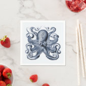 Navy Blue Octopus Illustration von Ernst Haeckel Serviette (Beispiel)