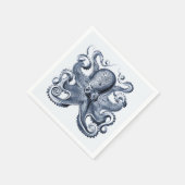 Navy Blue Octopus Illustration von Ernst Haeckel Serviette (Ecke)