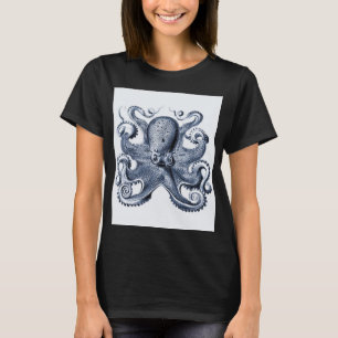 Navy Blue Octopus Illustration von Ernst Haeckel T-Shirt