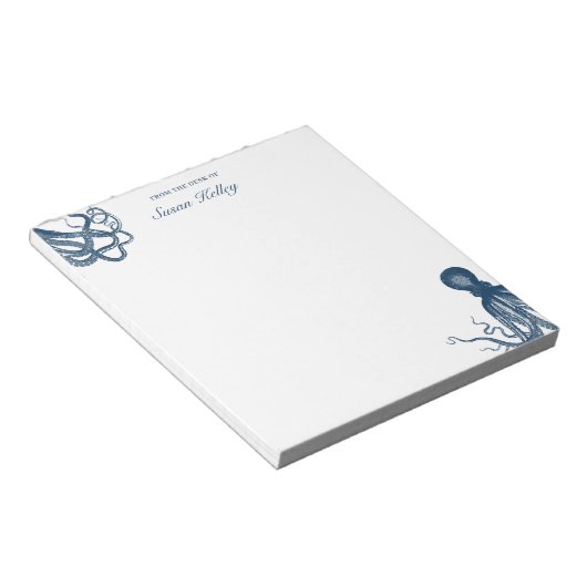 Navy Blue Octopus Personalisiert Notizblock (angewinkelt)