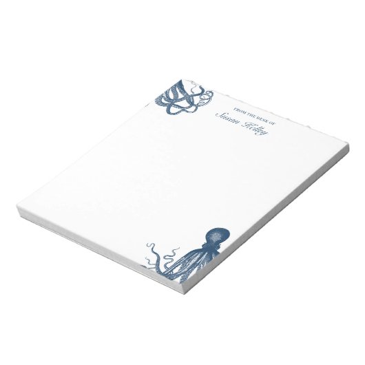 Navy Blue Octopus Personalisiert Notizblock (Rotiert)