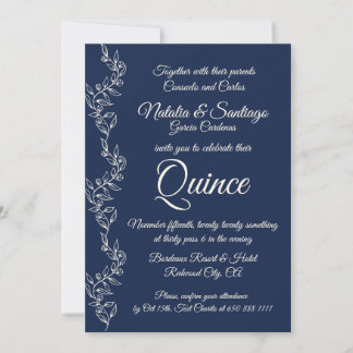 Navy Blue Off-White Twin Boy Girl Fiesta de Quince Einladung