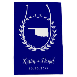 Navy Blue Oklahoma Map Wedding Welcome Swag Mittlere Geschenktüte