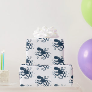 Navy-Blue-Oktopus-Seemaschine Geschenkpapier