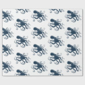 Navy-Blue-Oktopus-Seemaschine Geschenkpapier (Flach)