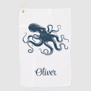 Navy-Blue-Oktopus-Seemaschine Golfhandtuch