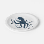 Navy-Blue-Oktopus-Seemaschine Pappteller (Schrägansicht)