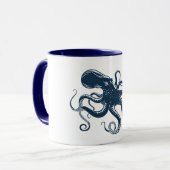 Navy-Blue-Oktopus-Seemaschine Tasse (Vorderseite Links)