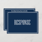 Navy Blue Old Mode Typografy RSVP Card (Vorne/Hinten)