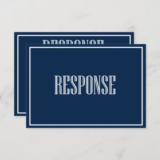 Navy Blue Old Mode Typografy RSVP Card (Vorne/Hinten)