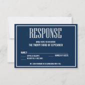Navy Blue Old Mode Typografy RSVP Card Karte (Rückseite)
