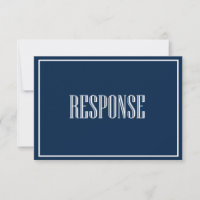Navy Blue Old Mode Typografy RSVP Card
