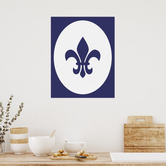 Navy Blue Old modische Oval Border Silhouette Poster (Küche)