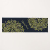 Navy Blue & Olive Green Mandala Yogamatte (Vorderseite (Horizontal))