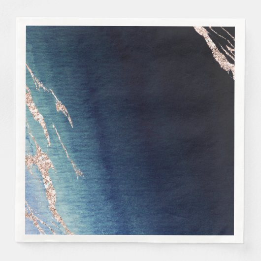 Navy Blue Ombre Agate Rose Gold Moderne Hochzeit Serviette (Vorderseite)