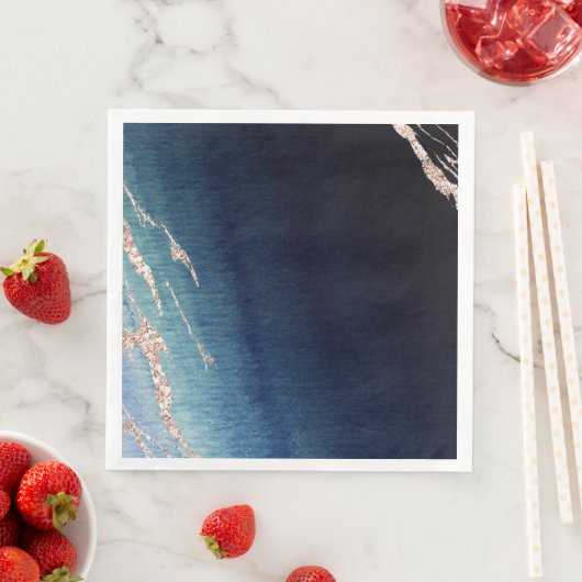 Navy Blue Ombre Agate Rose Gold Moderne Hochzeit Serviette (Beispiel)