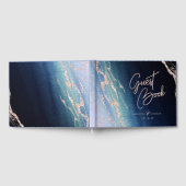 Navy Blue Ombre Agate & Rose Gold Wedding Monogram Gästebuch (Voll)