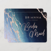 Navy Blue Ombre Agate werden Sie meine Bridesmaid Einladung (Vorne/Hinten)