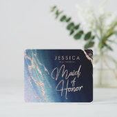 Navy Blue Ombre Agate werden Sie meine Trauzeugin Einladung (Stehend Vorderseite)