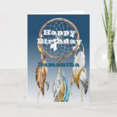 Navy Blue Ombre Dream Catcher Geburtstag Karte (Vorderseite)