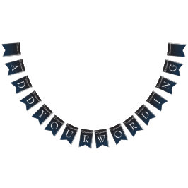 Navy Blue Ombre Lights Typografy Wedding Wimpelkette