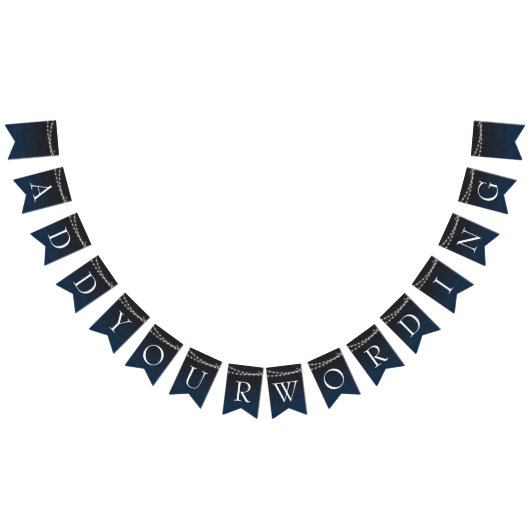 Navy Blue Ombre Lights Typografy Wedding Wimpelkette (Alle)