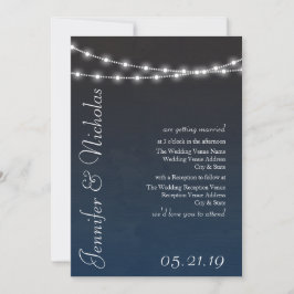 Navy Blue Ombre Lights Typografy Wedites Einladung
