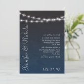 Navy Blue Ombre Lights Typografy Wedites Einladung (Stehend Vorderseite)