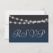 Navy Blue Ombre Night Lights Wedding RSVP (Vorderseite)