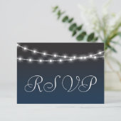 Navy Blue Ombre Night Lights Wedding RSVP (Stehend Vorderseite)