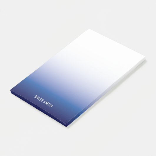 Navy Blue Ombre Personalisiert Name Postit Notes Post-it Klebezettel (angewinkelt)