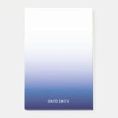 Navy Blue Ombre Personalisiert Name Postit Notes Post-it Klebezettel (Vorderseite)