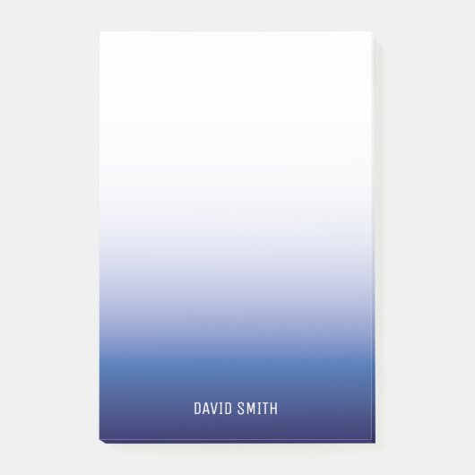 Navy Blue Ombre Personalisiert Name Postit Notes Post-it Klebezettel (Vorderseite)