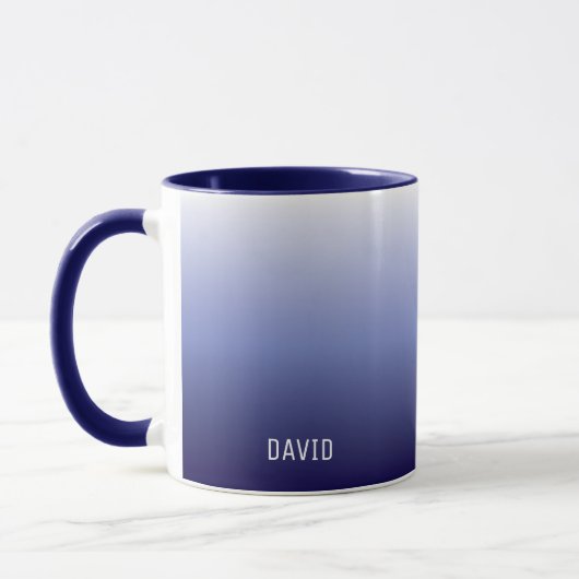 Navy Blue Ombre Personalisiert Typ Name Tasse (Links)