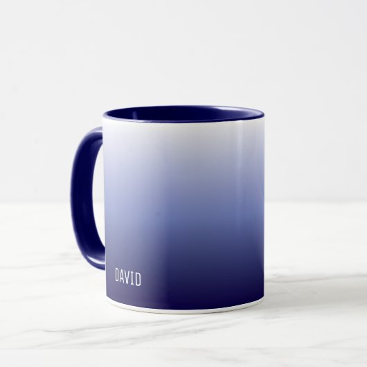 Navy Blue Ombre Personalisiert Typ Name Tasse (Vorderseite Links)