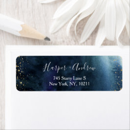 Navy Blue Ombre Watercolor Elegante Rücksendeadres