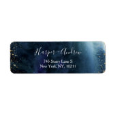 Navy Blue Ombre Watercolor Elegante Rücksendeadres (Vorne)
