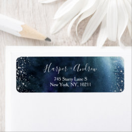 Navy Blue Ombre Watercolor Silver Rücksendeadresse