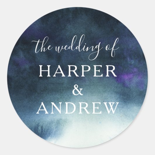 Navy Blue Ombre Wedding Umschlag Aufkleber (Vorderseite)