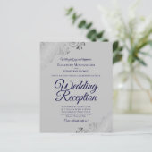Navy Blue on Gray BUDGET Hochzeitsempfang Einladun (Stehend Vorderseite)