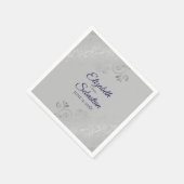 Navy Blue on Gray Silver Frills Elegant Wedding Serviette (Ecke)