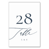 Navy Blue on White Calligraphy Modern Wedding Tischnummer (Rückseite)